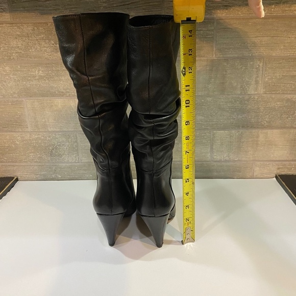 Lara May Black Leather Boot-Pointed Toe-Triangle Heel-Made in Italy- EU 37 US 6 - Picture 7 of 8